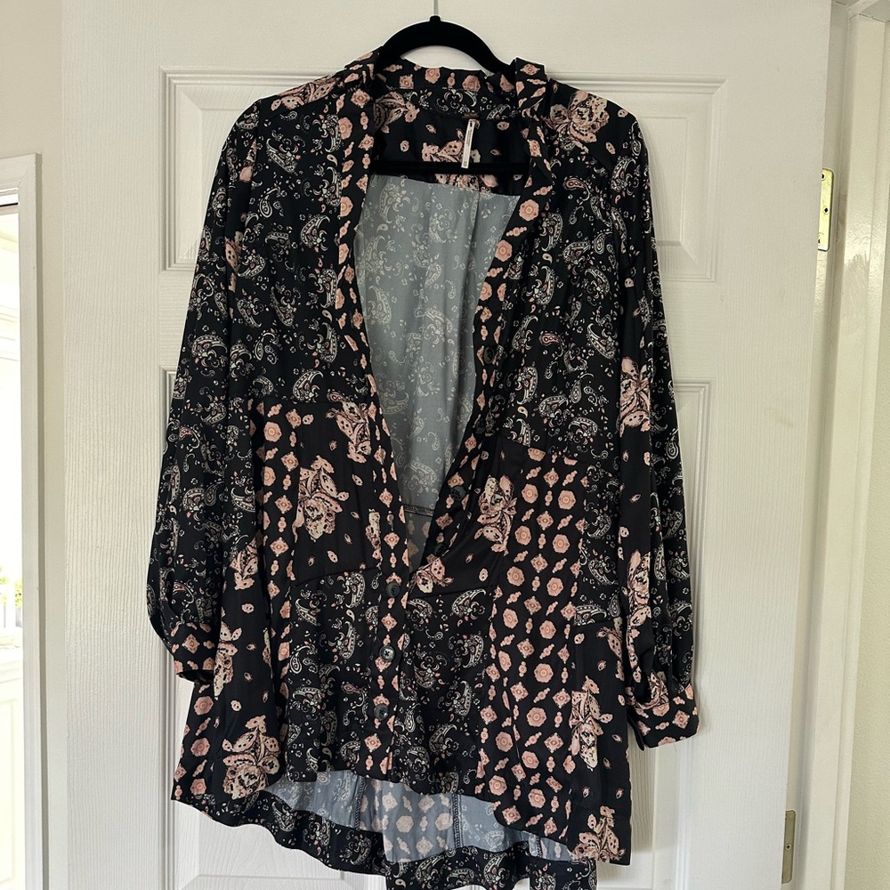 Free people collared satin shirt dress tunic